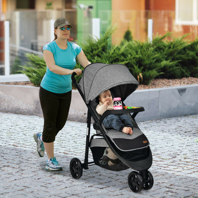 Smooth Baby Stroller Jogging with adjustable awning - Grey