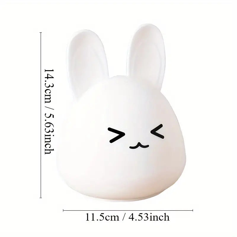 Night Light Cute Rabbit Silicone Rechargeable, Bedroom Bedside Eye Protection Sleep Table Lamp