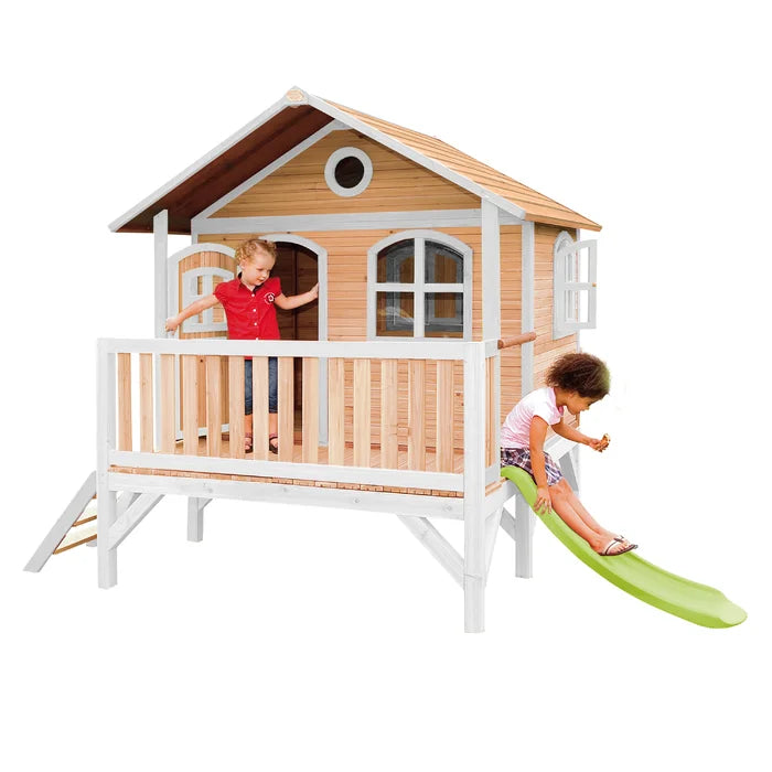 Kids Outdoor Wood Luxury Playhouse Cubbyhouse AXI 349cm W x 212cm D