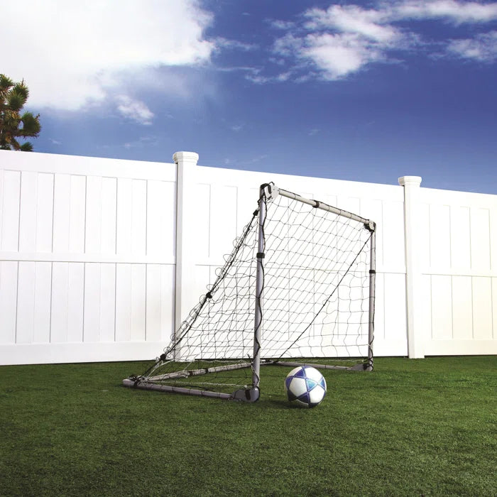 Soccer Goal Portable Folding Heavy Duty Nylon Net Black Silver Frame