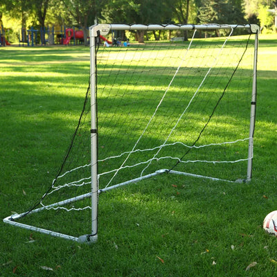 Soccer Goal Portable Folding Heavy Duty Nylon Net Black Silver Frame