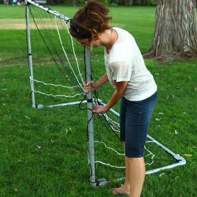 Soccer Goal Portable Folding Heavy Duty Nylon Net Black Silver Frame