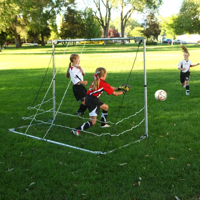 Soccer Goal Portable Folding Heavy Duty Nylon Net Black Silver Frame