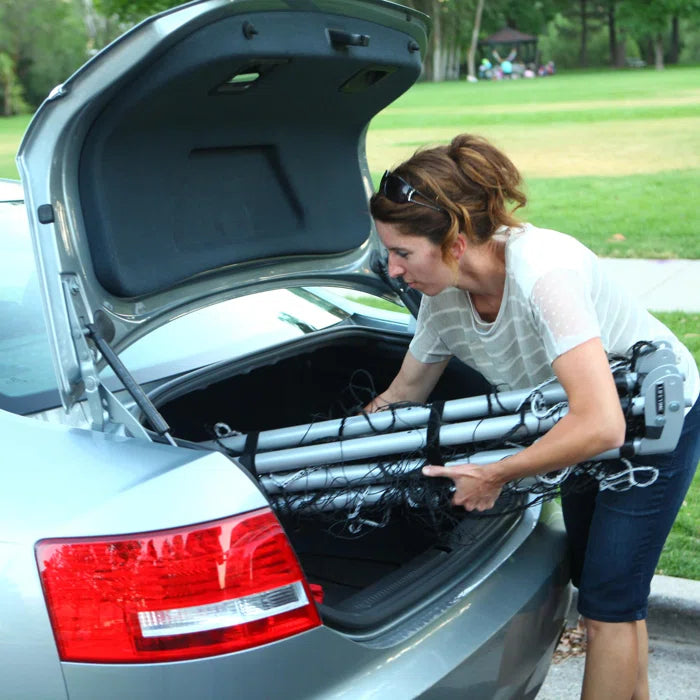 Soccer Goal Portable Folding Heavy Duty Nylon Net Black Silver Frame