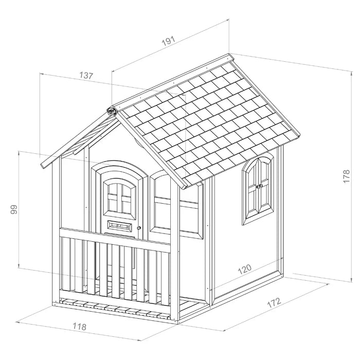 Kids Cubby House Outdoor Wood Playhouse with Veranda AXI 118cm W x 191cmD