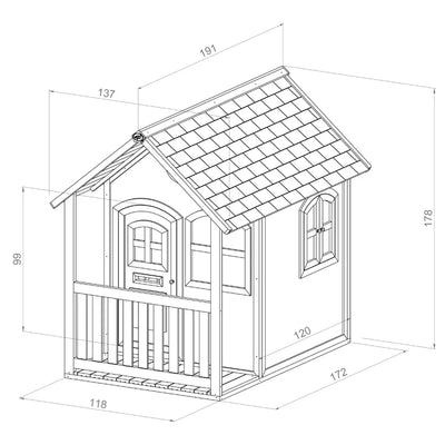 Kids Cubby House Outdoor Wood Playhouse with Veranda AXI 118cm W x 191cmD