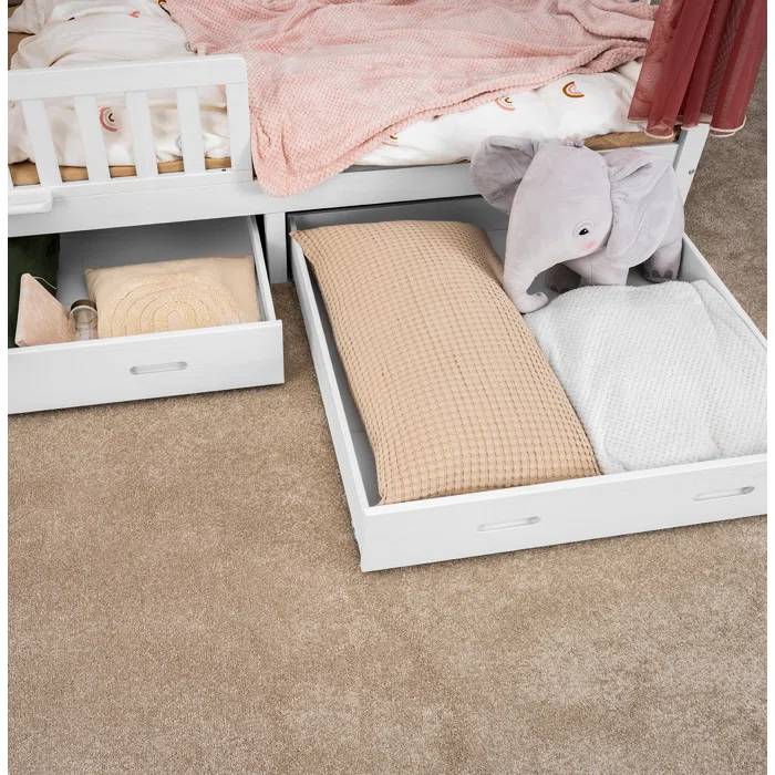 Stylish Kids Bed Standard with Drawers - White