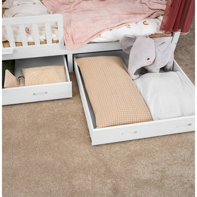 Stylish Kids Bed Standard with Drawers - White