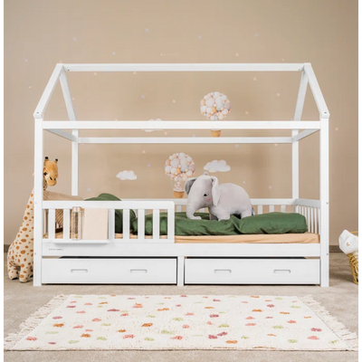 Stylish Kids Bed Standard with Drawers - White