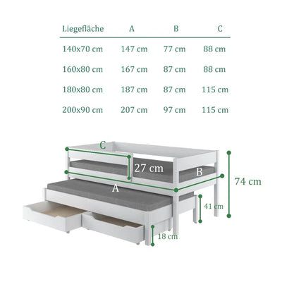 Kids Aradhya Mate's & Captain's Bed and Mattress with Trundle - (70 x 140cm)