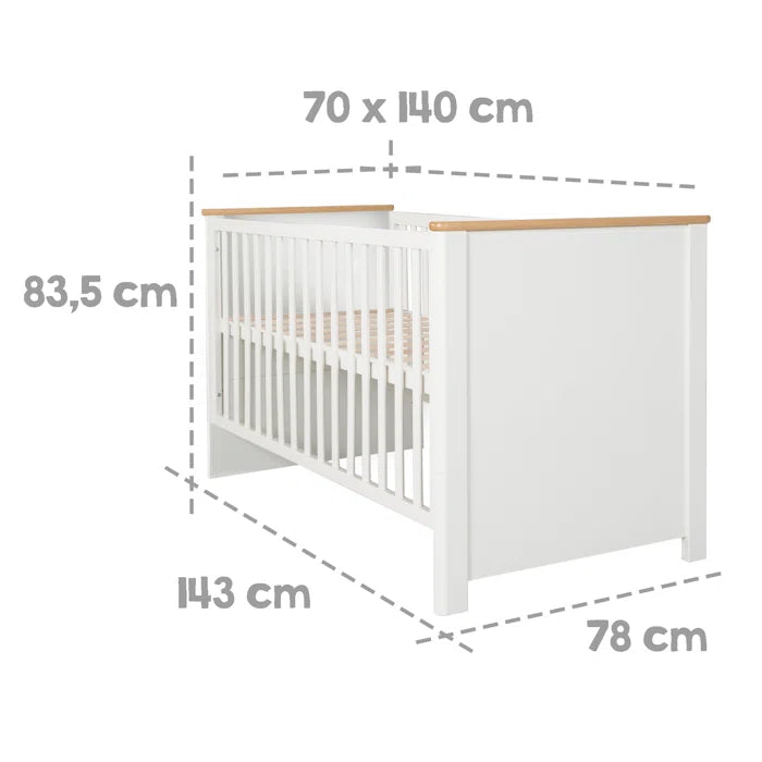 Stylish Kids Convertible 3 -Piece Nursery Furniture Set  in White/Oak