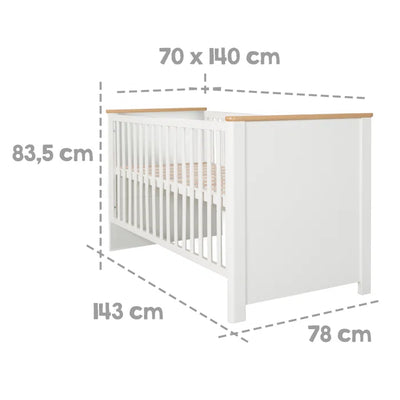 Stylish Kids Convertible 3 -Piece Nursery Furniture Set  in White/Oak