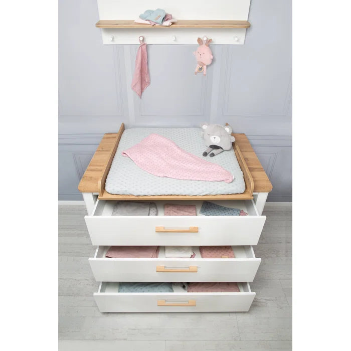 Stylish Kids Convertible 3 -Piece Nursery Furniture Set  in White/Oak