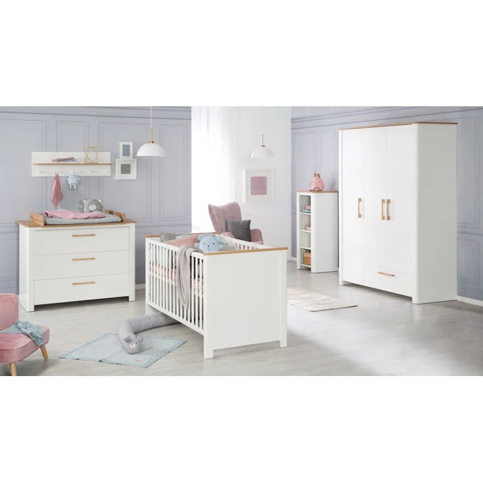 Stylish Kids Convertible 3 -Piece Nursery Furniture Set  in White/Oak