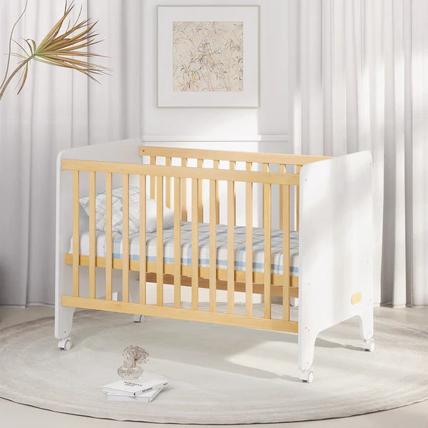 Stylish Boori Natty Compact Baby Cot - Barley White and Almond