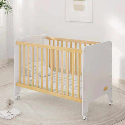 Stylish Boori Natty Compact Baby Cot - Barley White and Almond