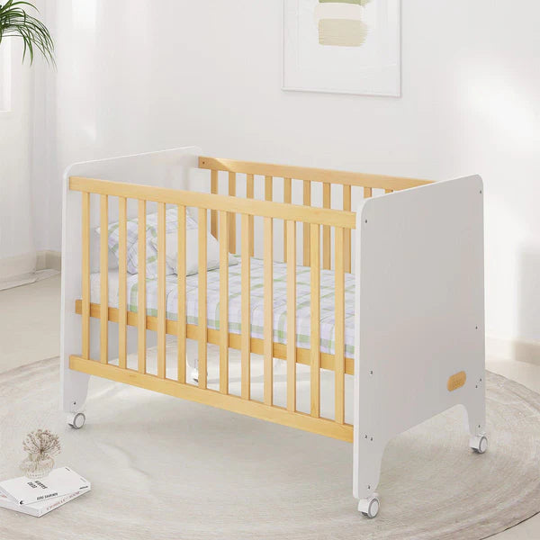 Stylish Boori Natty Compact Baby Cot - Barley White and Almond