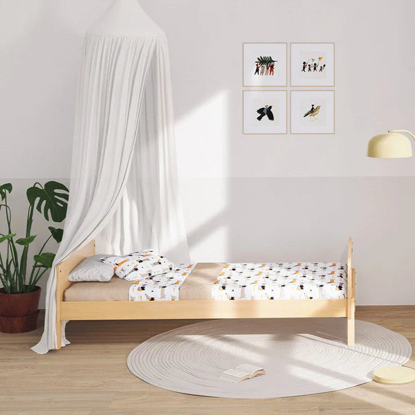 Contemporary Matilda Single Floor Bed - Barley White, Almond