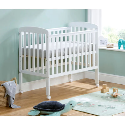 Modern Cot BabyMore Space Saver Cot - White, Grey