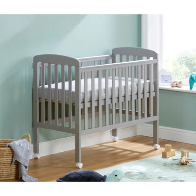 Modern Cot BabyMore Space Saver Cot - White, Grey