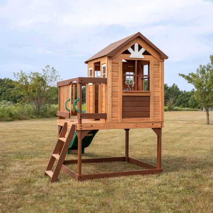 Kids Outdoors Cubby House 190cm W x 310cm D Outdoor Cedar Wood Playhouse