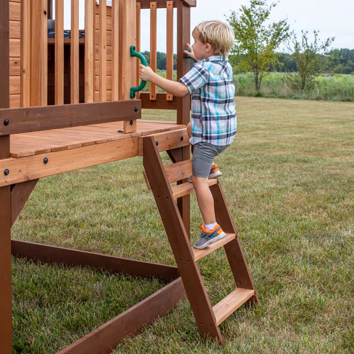 Kids Outdoors Cubby House 190cm W x 310cm D Outdoor Cedar Wood Playhouse