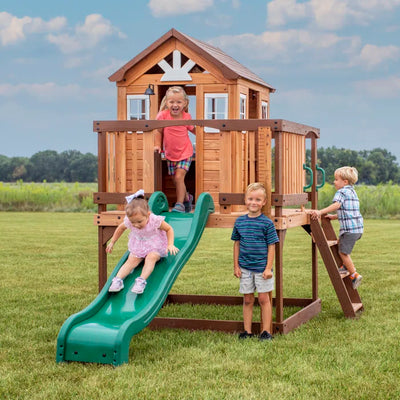 Kids Outdoors Cubby House 190cm W x 310cm D Outdoor Cedar Wood Playhouse