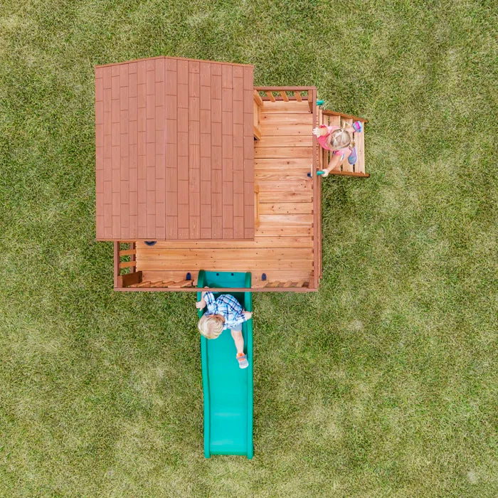 Kids Outdoors Cubby House 190cm W x 310cm D Outdoor Cedar Wood Playhouse