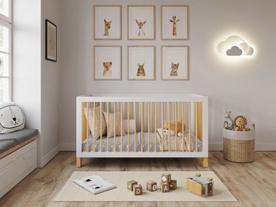 Modern Convertible Baby Style Cot Bed - White