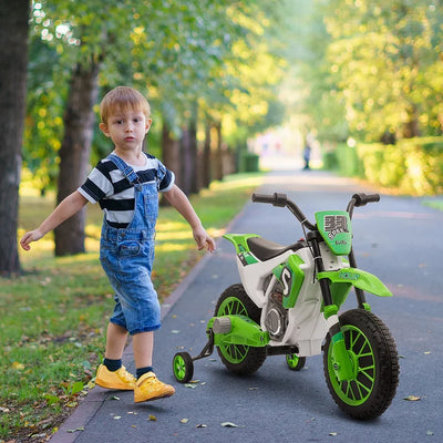 Outdoor Fun Kids zooming 12V 1 Seater Motorcycles Battery Powered Ride On Green or Blue