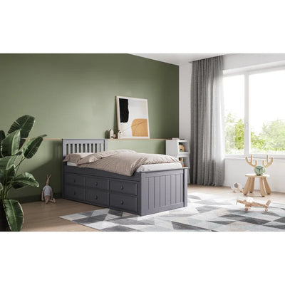 Modern Kids Single (3') Standard with Trundle - Grey