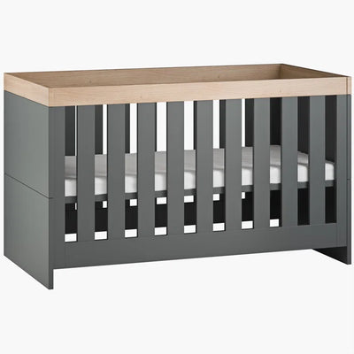 Modern Scandinavian-Inspired Designs Cot Bed by Little Acorns - White/Oak,  Grey/Oak