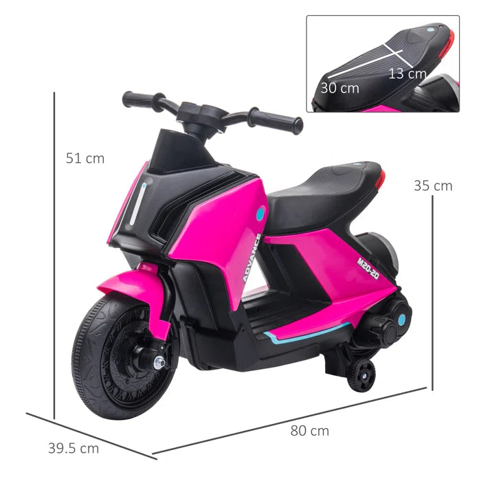 Outdoor Play Kids Zooming 6V 1 Seater Motorcycles Battery Powered Ride On -  Pink/Black