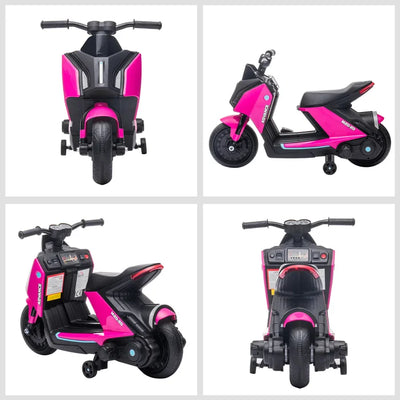 Outdoor Play Kids Zooming 6V 1 Seater Motorcycles Battery Powered Ride On -  Pink/Black