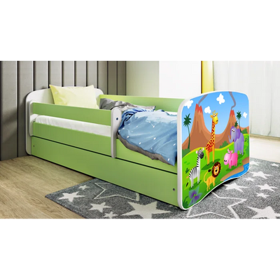 Toddler (70 x 140 cm) Cicero Drawer Convertible Bed and Mattress - Green