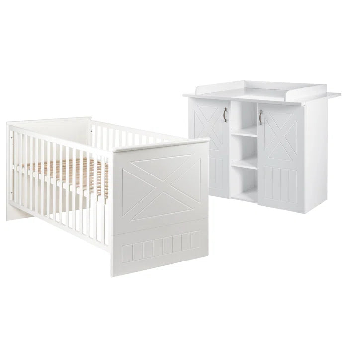 Contemporary Convertible 2 -Piece Nursery Furniture Set - White