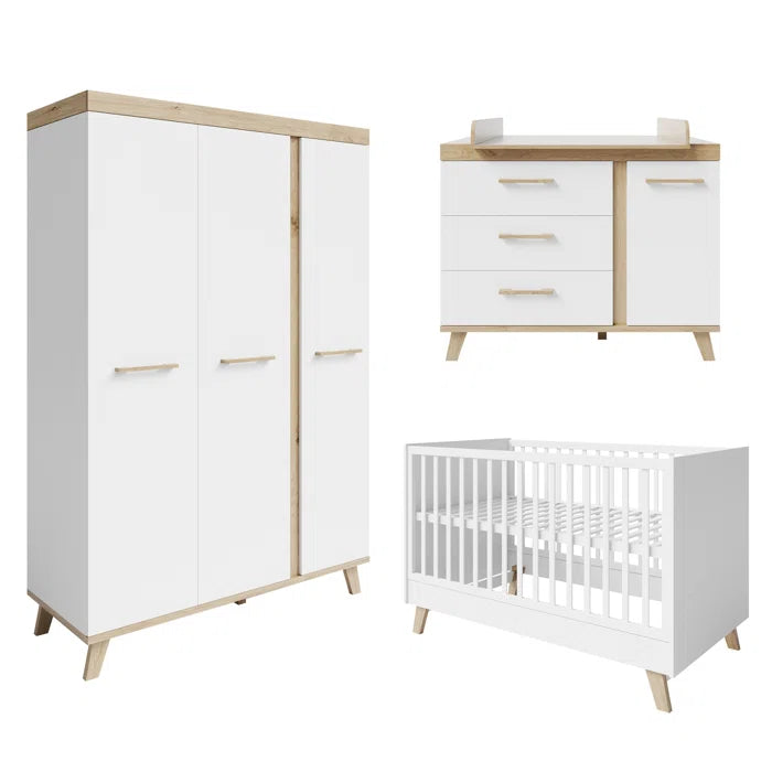 Cot 3 -Piece Nursery Furniture Set Convertible by roba - White