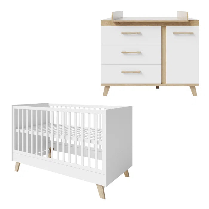 Cot 3 - Piece Nursery Furniture Set  Convertible by roba - Modern Style