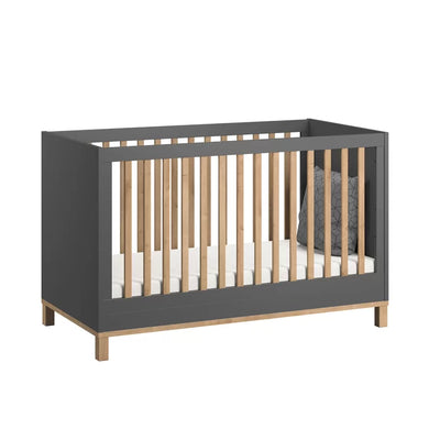 Stylish Baby Cot Crib Cornett  - Graphite/Oak, White/Oak