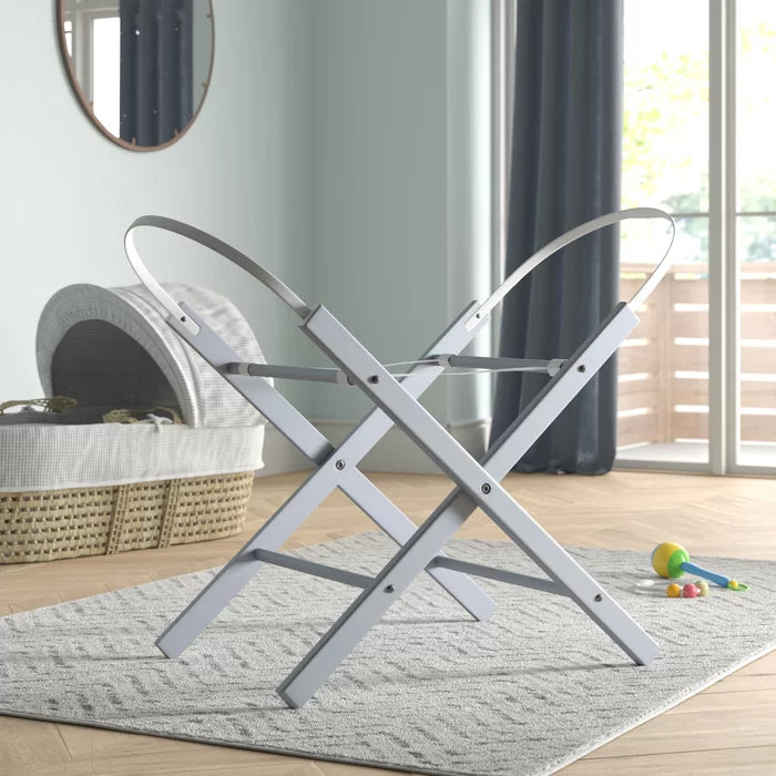 Moses Basket Stand by Hashtag Home - Grey, Pine, White