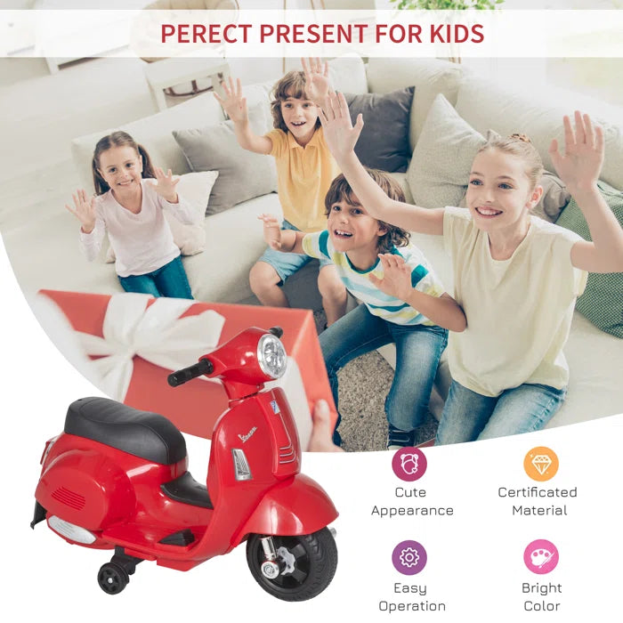 Kids 6V 1 Seater Motorcycles Battery Powered Ride On - Red