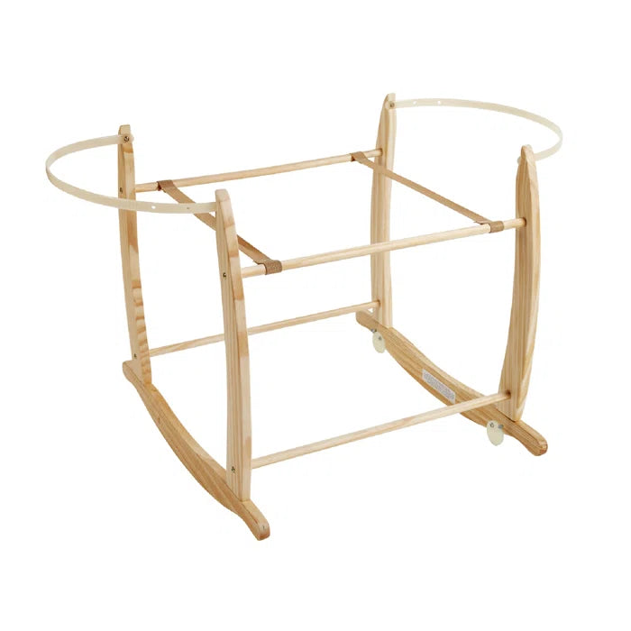 Deluxe Rocking Moses Basket Stand by Clair De Lune - Natural, Grey