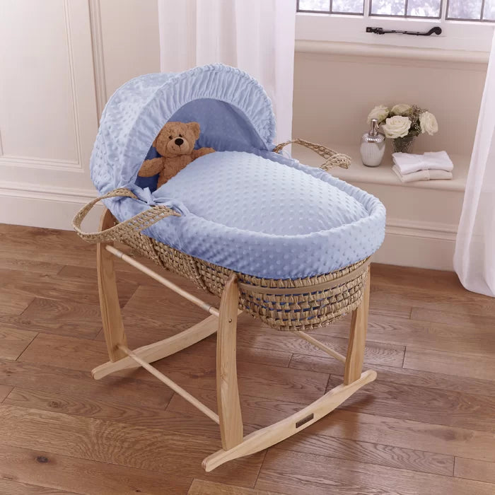 Dimple Palm Moses Basket by Clair De Lune - Cream, Blue, Pink