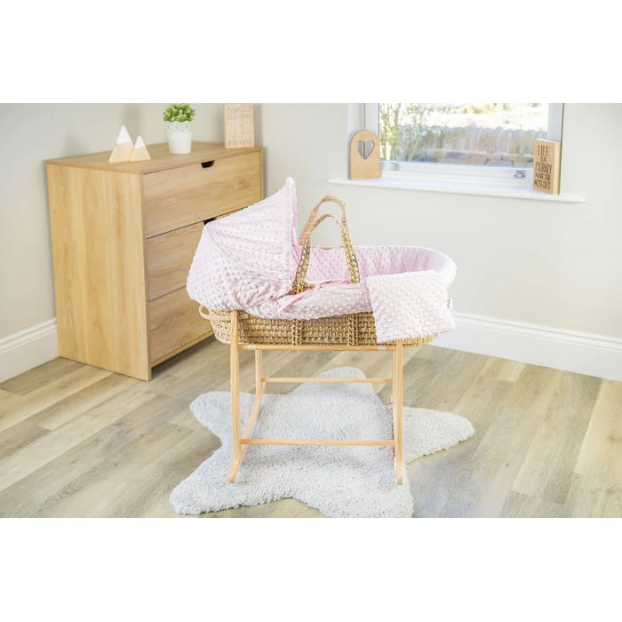 Dimple Palm Moses Basket by Clair De Lune - Cream, Blue, Pink