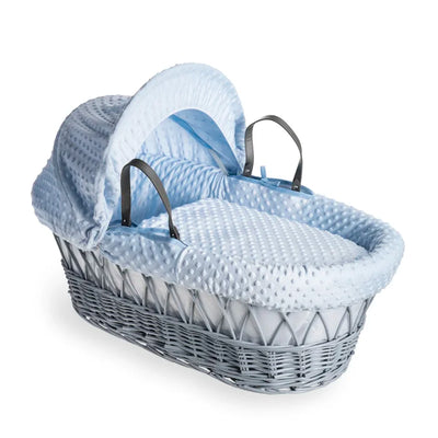 Baby Dimple Wicker Moses Grey Basket - Pink, Blue, Cream