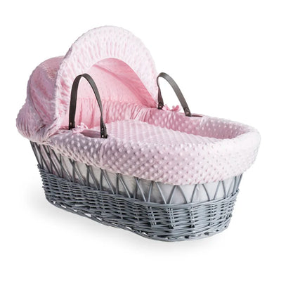 Baby Dimple Wicker Moses Grey Basket - Pink, Blue, Cream