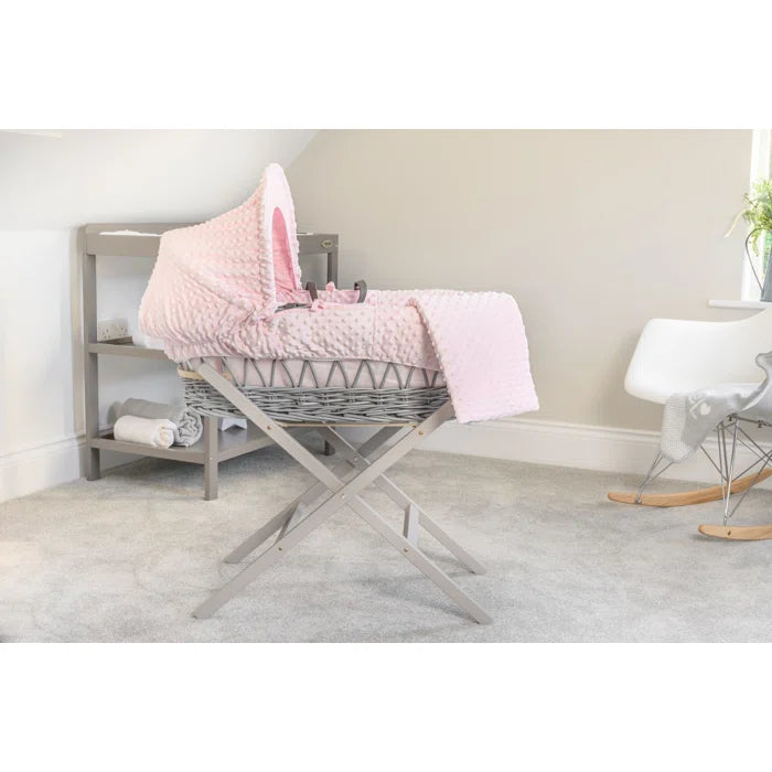 Baby Dimple Wicker Moses Grey Basket - Pink, Blue, Cream