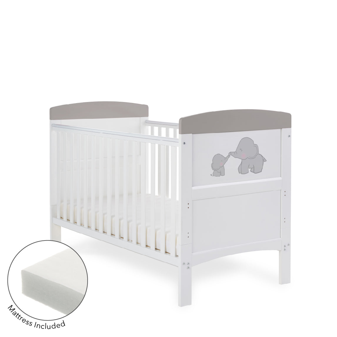 STYLISH ME AND MINI ME ELEPHANT GREY/PINK BABY COT