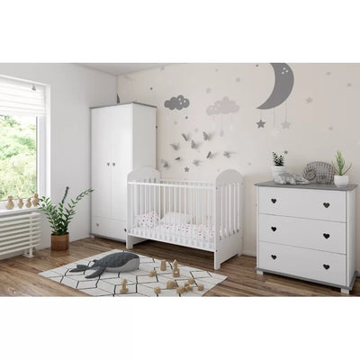 Modern Baby Cot with Mattress Ennis by Harriet Bee - White