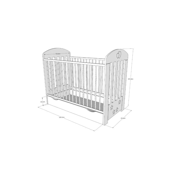 Modern Baby Cot with Mattress Ennis by Harriet Bee - White